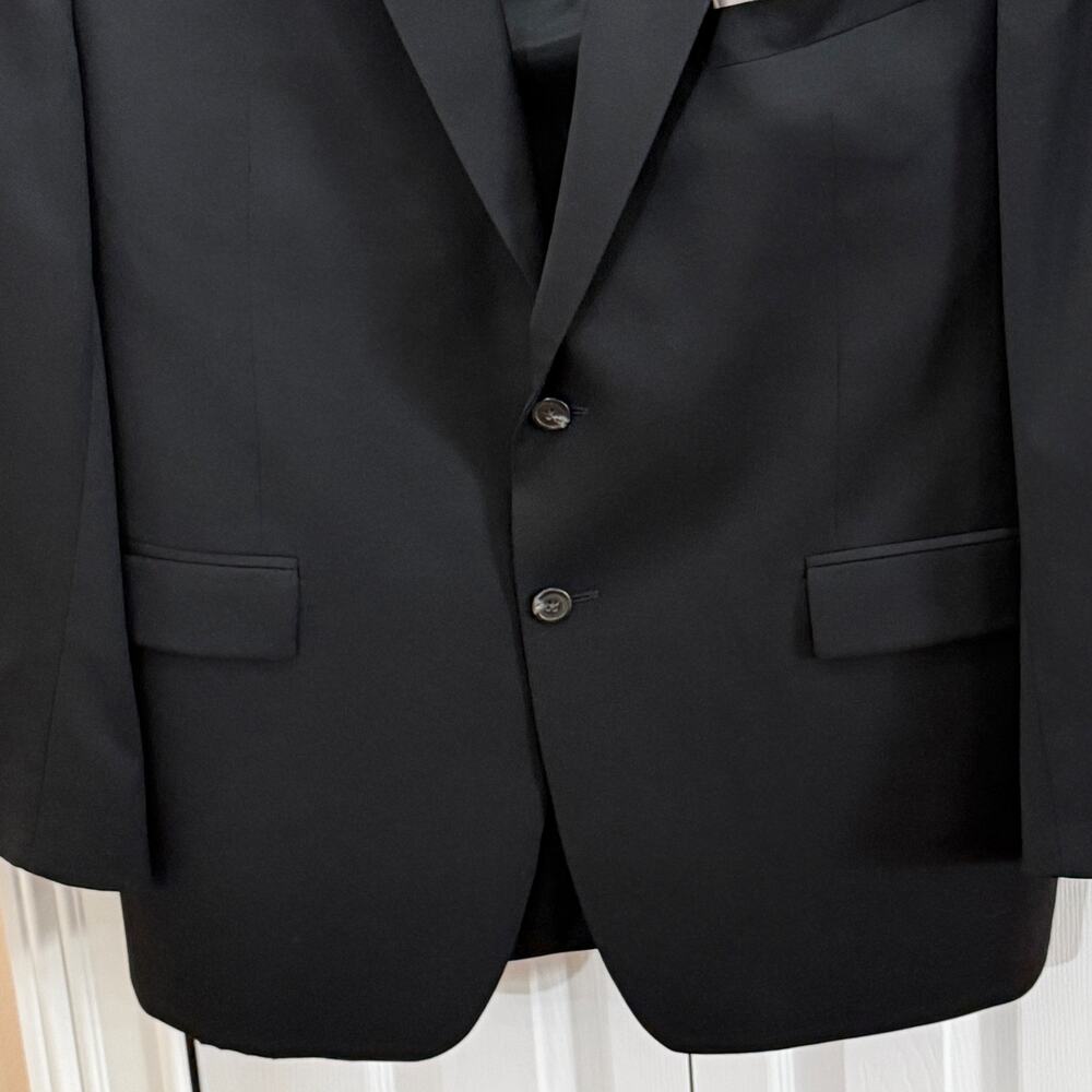 Vtg 90s Lauren Ralph Lauren 46R wool two-button suit jacket blazer charcoal. - Picture 3 of 9
